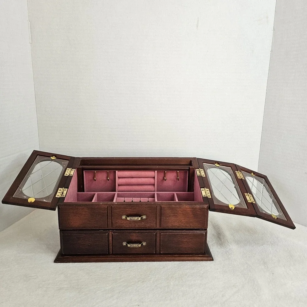 🖤Vintage wooden musical jewelry box